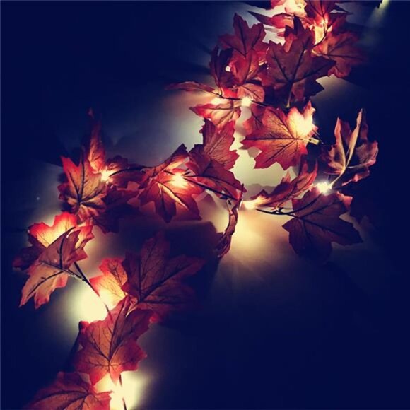 "6.6 FT Maple Leaf Garland String Light, 20 LED Fall Maple Leaf Thanksgiving - Picture 10 of 10